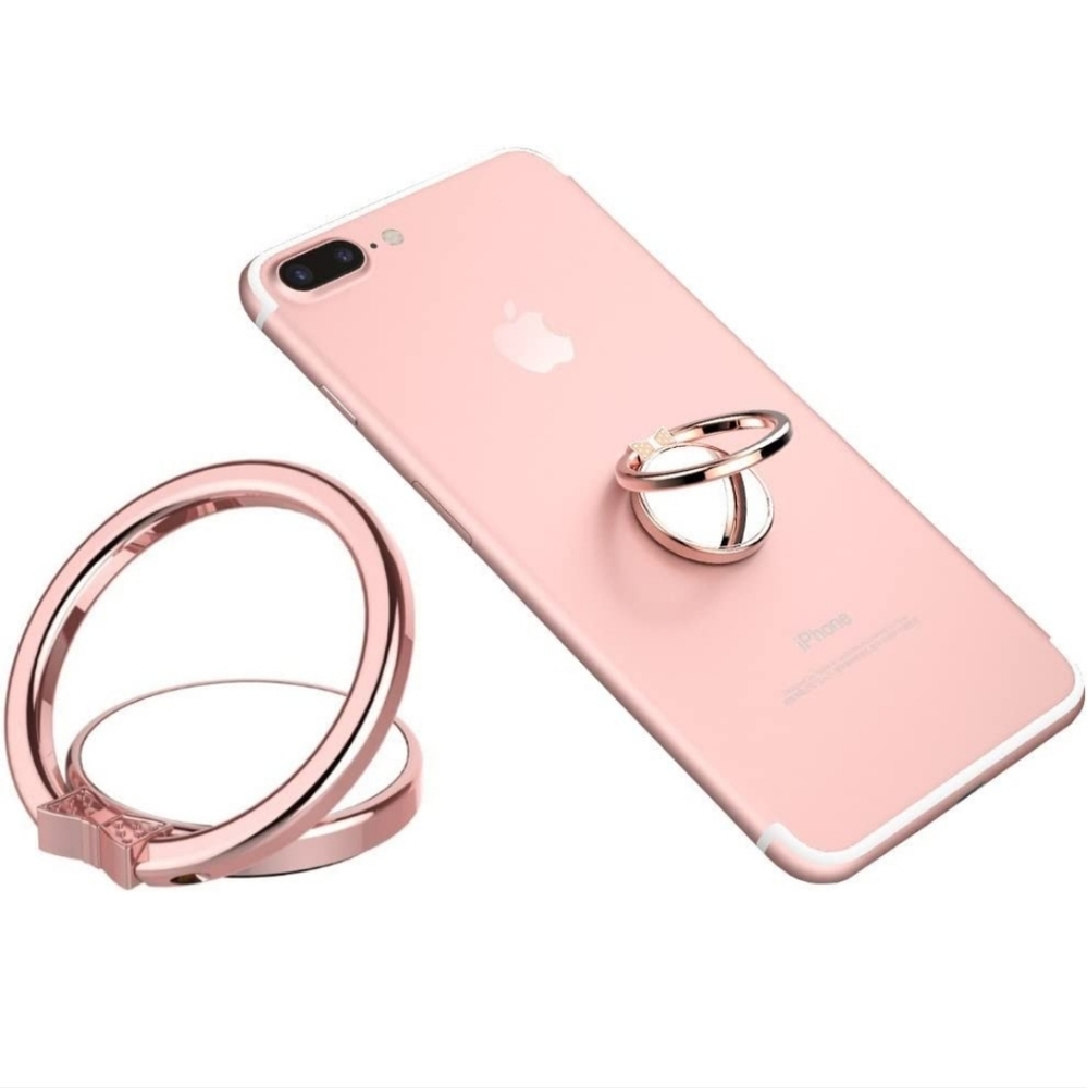 ❤️‍🔥$5~ MAXIMEST Phone Ring Holder, Kickstand, Mirror, 360 Rotation, Rose Gold